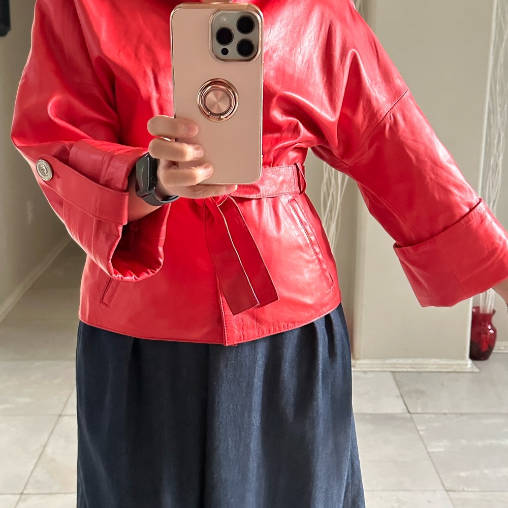 Coral genuine leather jacket - Picture 8 of 8